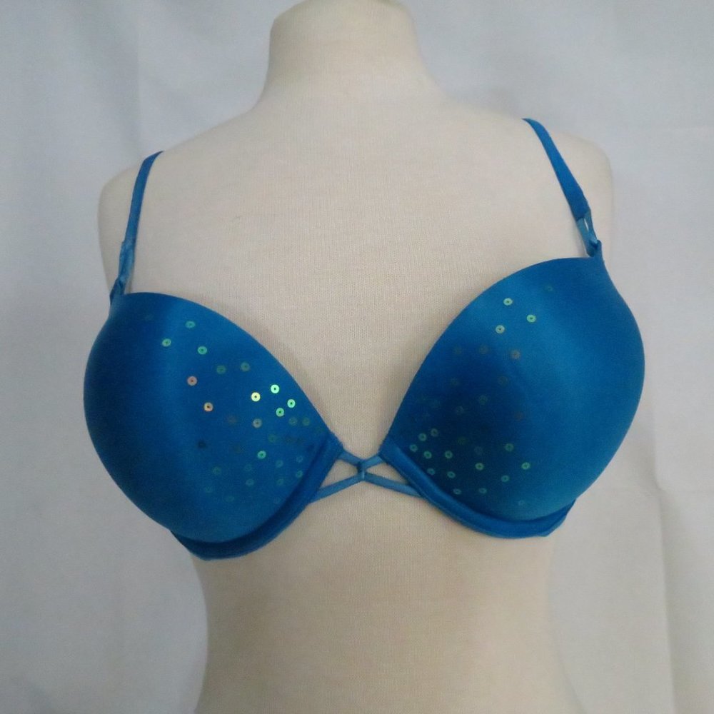 Victoria's Secret Miraculous Plunge 34C Bra Blue
